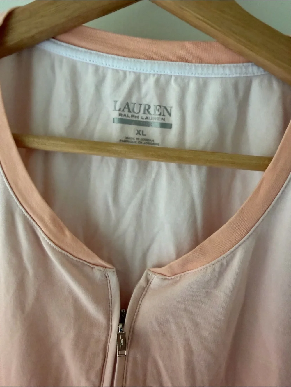 Ralph Lauren Ombre Peach Orange Zip Neck Top Women’s XL 3/4 Sleeve